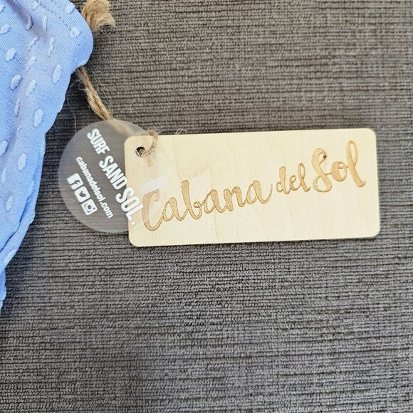 NWT CABANA DEL SOL Women's Light Blue Textured Belted Bikini Set Size Large - Picture 8 of 10